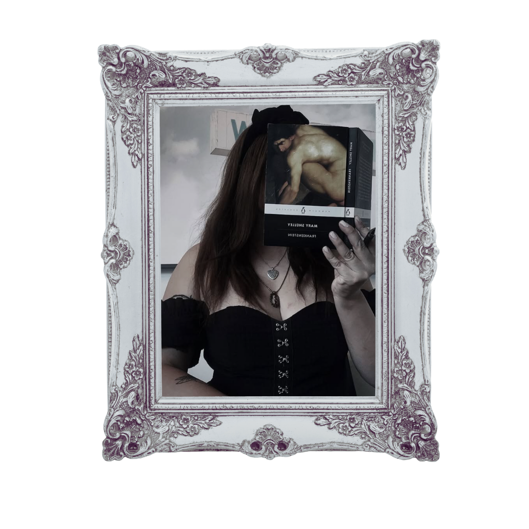 Portrait of Valentina Rojas, a gothic author with pale complexion and dark attire